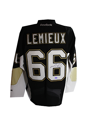 Mario Lemieux Signed Black Current Penguins Replica Jersey